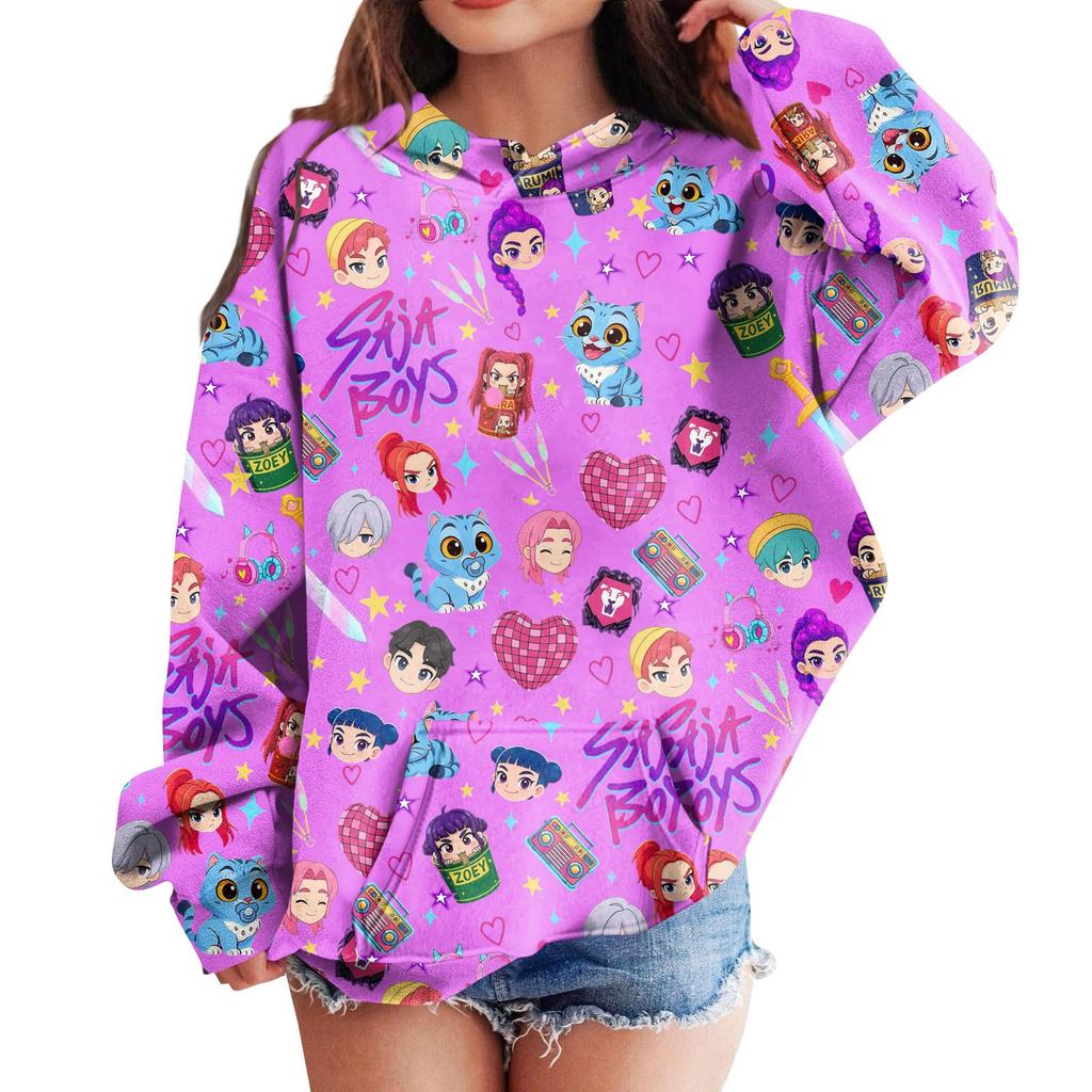 Sweatshirts For Teen Girls Hoodies Long Sleeve Drawstring Pullover Cute Printed Hoodie Top