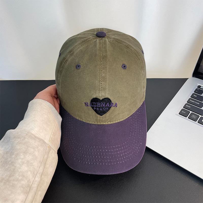 Retro Love Embroidery Soft Top Cap Children's Casual Versatile Wide Brim Sports Hat Showing Face Small Baseball Cap