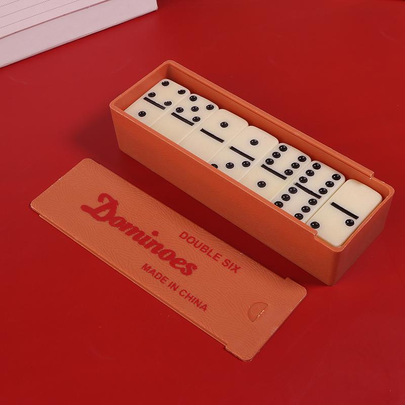 Domino Game Set With Box Melamine 28 Dominoes Tiles Gifts Professional Table Game Multifunctional For Family Game Decor