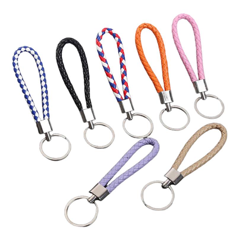 5Pcs/Pack Braided Leather Keychain Colorful Portable Keyring Organizer Leather Lanyard For Car Key Mobile Phone Strap Accessory