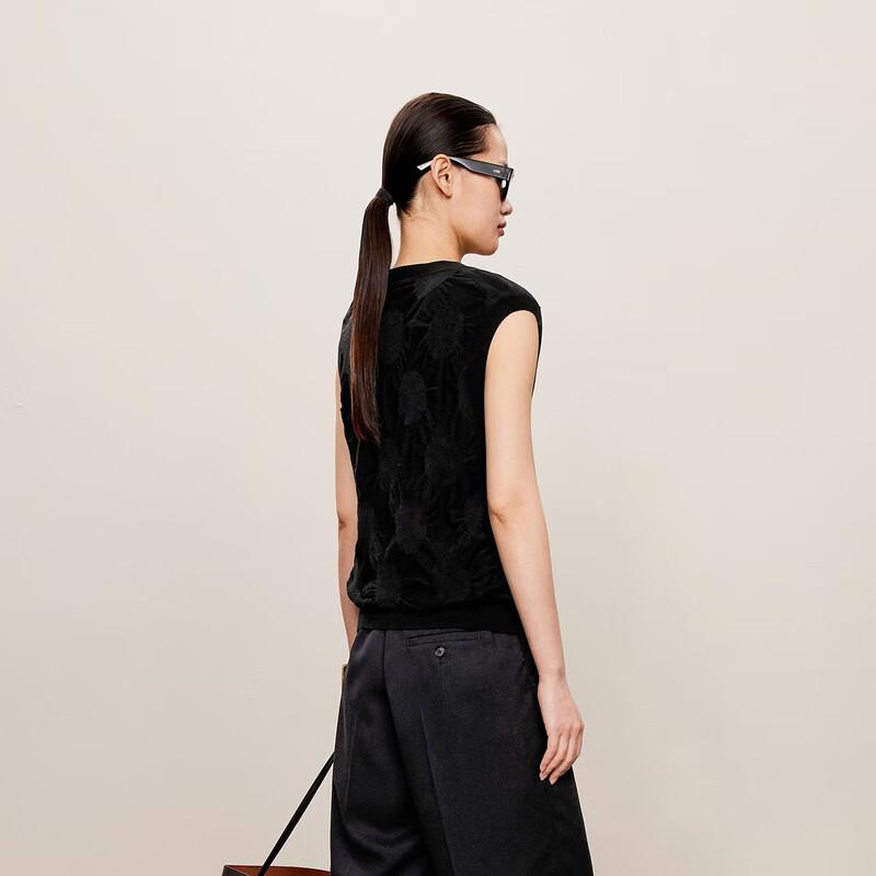 LESS 2024 Autumn Lambswool Slim V-neck Vest Sweater