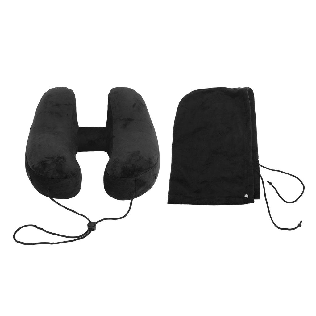 Inflatable Travel Pillow H Shaped Detachable and Washable Quick Fill with Storage Bag and Hat