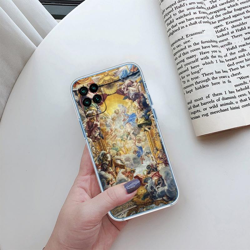 Fresco Adam Sculpture Transparent Phone Case for Motorola Moto G7 G8 G9 G84 G85 G73 G24 G15 Z2 Play Power Plus