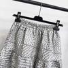Korean Jacquard Ruffled Midi A-line Skirt for Women - Retro Slimming with Large Hem