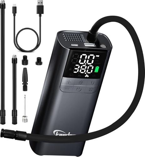 

Kaedear Мотоциклетный воздушный насос Электрический воздушный насос Перезаряжаемый USB Питание Умный воздушный насос 2000 мАч x 2 Всего 4000 мАч/14,8 Втч 150 фунтов на квадратный дюйм Тип C Мотоцикл