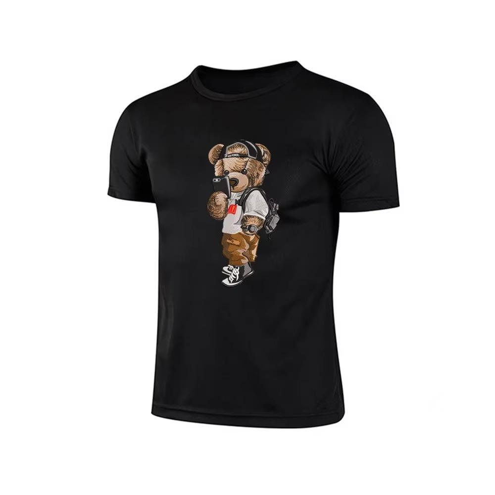 Summer Casual Graphics T Shirts For Men Fashion Streetwear Cartoon Bear Print T Shirt Harajuku Short Sleeve Tops Tees Men Clothi