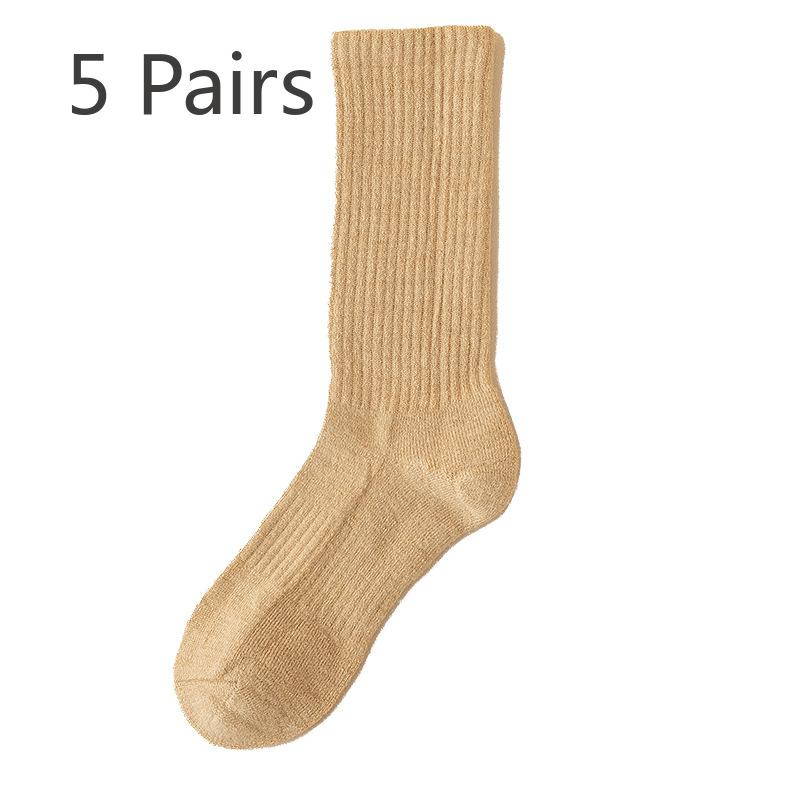 5 Pairs of Men's Winter Thick Wool Ring Heat Storage Lock Warm Wool Mid Tube Socks