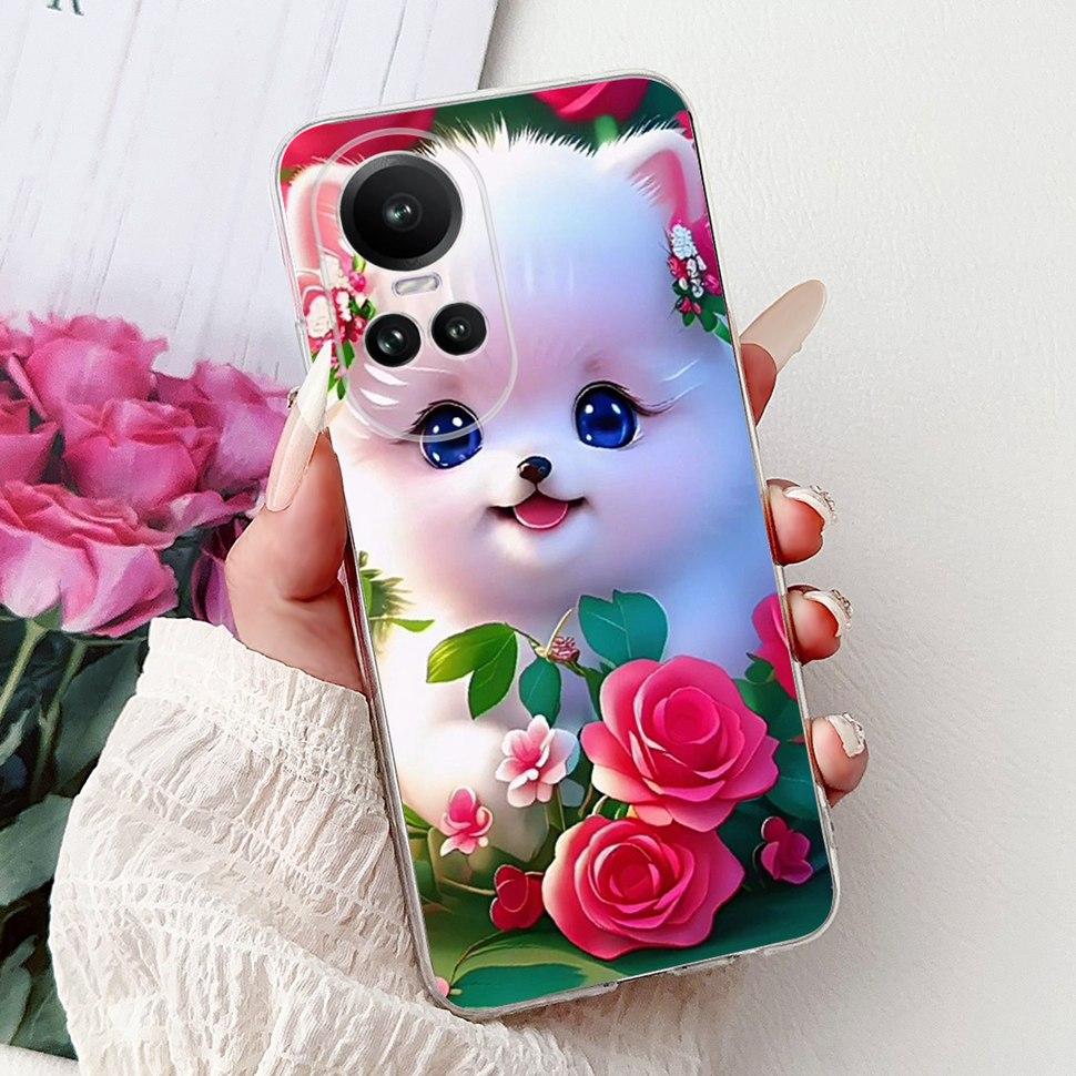 For OPPO Reno10 5G Case CPH2531 Luxury Cat Cartoon Cover Clear Silicone Soft TPU Phone Case For OPPO Reno 10 Reno10 Back Covers