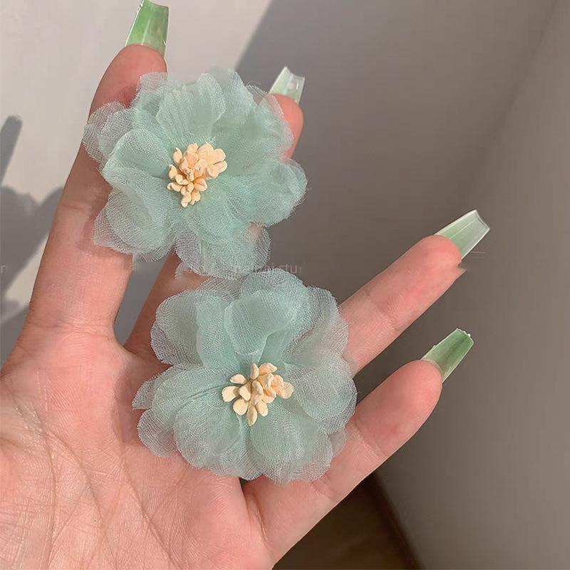 Silver Needle Seaside Vacation Camellia Flower Stud Earrings Female, New French Retro Super Fairy Sweet Earrings Earrings