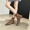 Fashion Women's Boots 2024 Autumn New Women's Leopard Print Boots Fashionable and Versatile Pointed Toe Short Boots Botas De Mujer