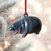 2024 Christmas Cartoon Hippo Resin Tree Ornament Pendant