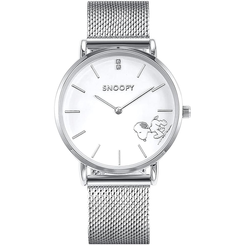 Snoopy Slim Diamond Watch Limited Edition 2000 Pieces Natural Diamond Japanese Movement Silver
