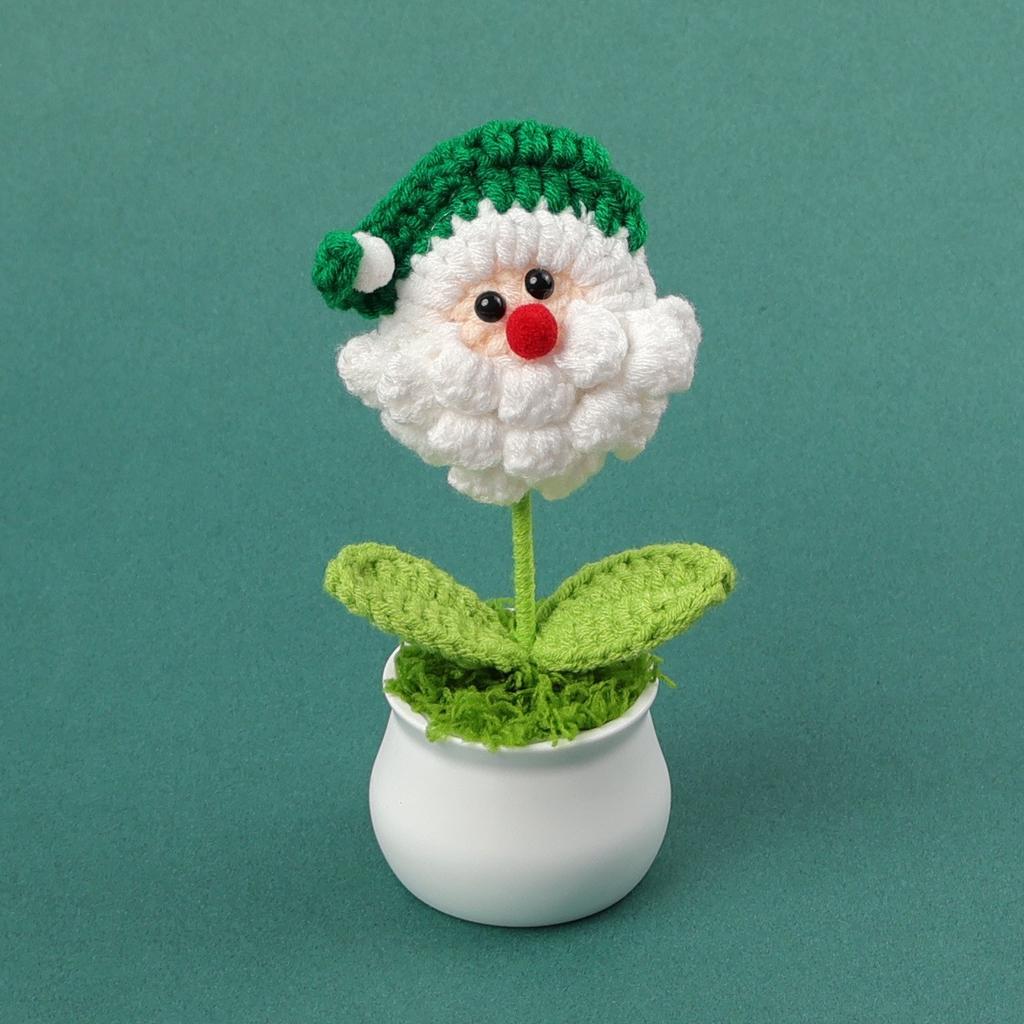Hand-Knitted Wool Fake Flowers Set: Sunflower, Carnation, Tulip - Desktop Decor, Teacher/Student Gift, Everlasting Bouquet