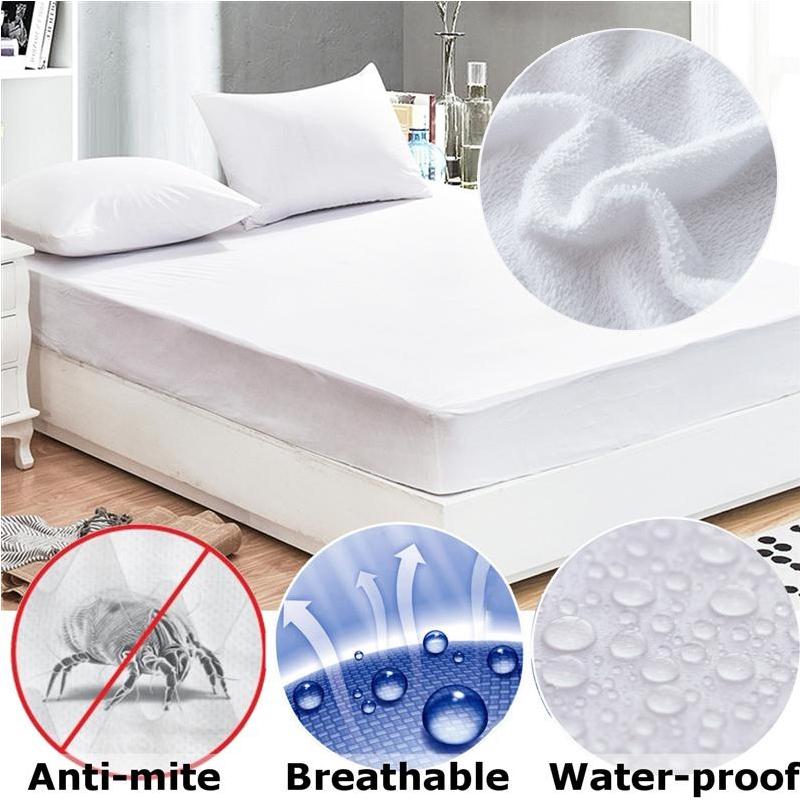 Impermeable Protector De Colchón Cubierta de Cama Todos Los Tamaños En Vinilo acolchado Terry Toalla