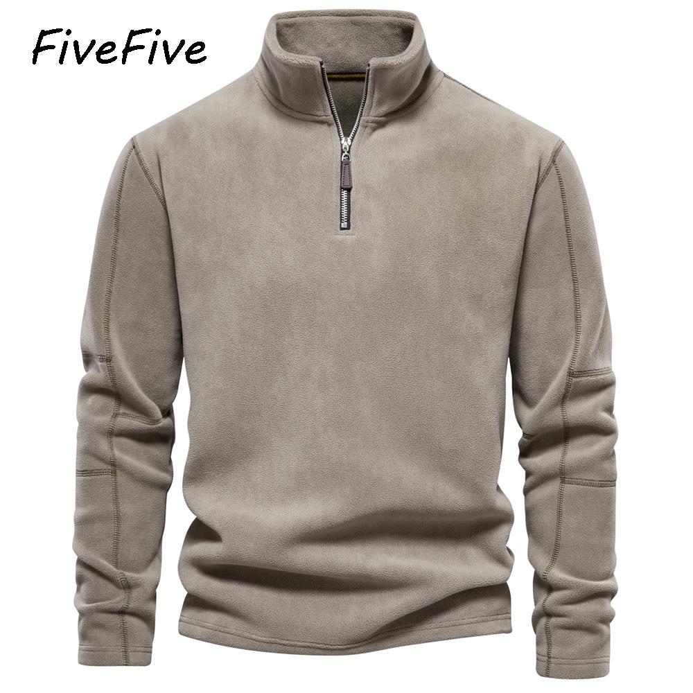 

FiveFive утолщенная теплая флисовая куртка для мужчин, пуловер с застежкой-молнией на вороте, мужская толстовка, мягкая мужская куртка