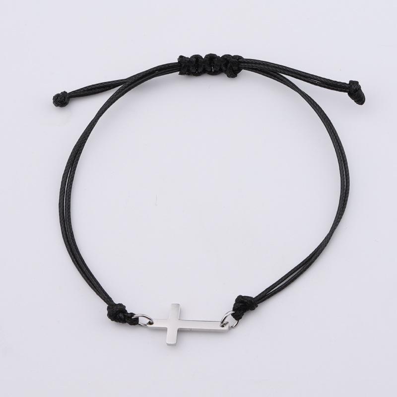 Woven Christmas Stainless Steel Cross Bracelet - Handmade European & American DIY Jewelry