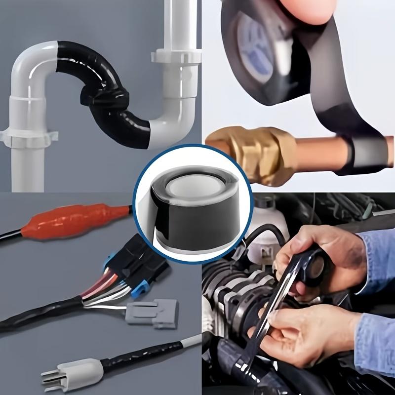 Self-Adhesive Silicone Pipe Repair Tape Waterproof Leak-Proof Black Sealing Tape with Thickened Adhesive & Easy-Use Dispenser for Quick Pipe Fixing