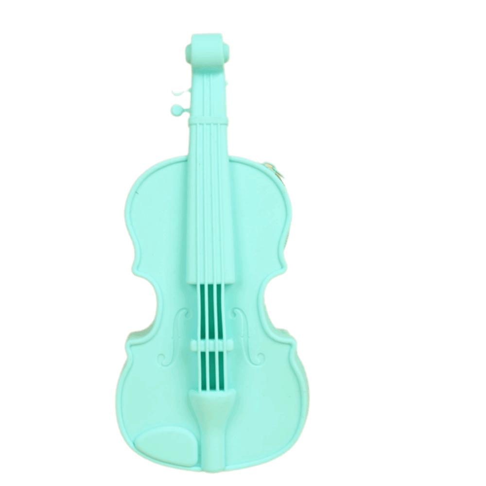 Zipper Closure Violin Stationery Bag High Appearance Level Silicone Zipper Pencil Bag  School Use