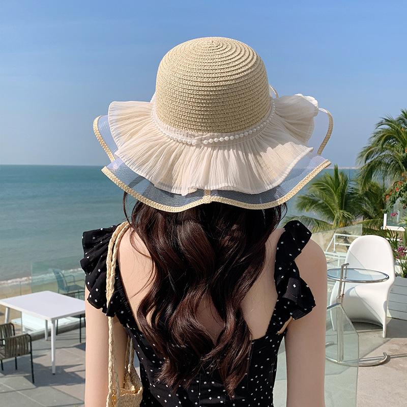 Hat Women Summer Mesh Straw Hat Internet Celebrity Beach Hat Vacation Travel Sun Hat Fashion Versatile