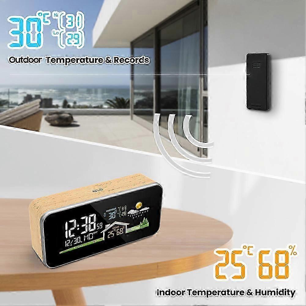 Temperature Humidity Gauge, ,Wireless Home Weather Clock, Thermometers Humidity Clock Indoor Alarm