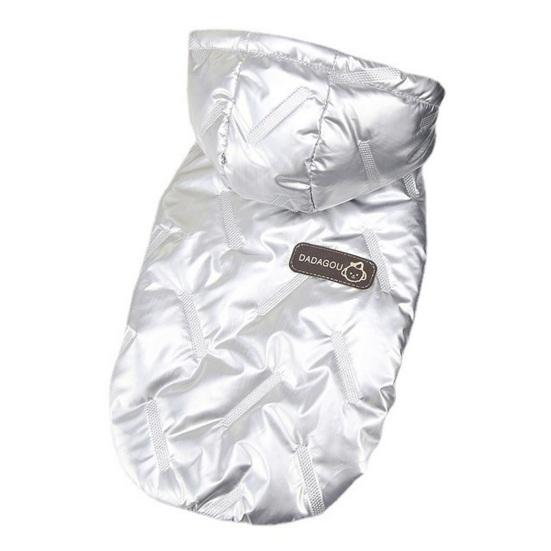 

Пальто из хлопка для домашних животных, удобное, с двумя штанинами, застегивающееся на пуговицы, с капюшоном, утолщенное S серебряный