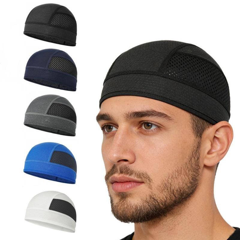 Cycling Quick Dry Air Permeable Ventilated Mesh Cap Headwrap Moisture Wicking Under Helmet Inner Beanie Hat Sports Running Hiking Sweat Cap