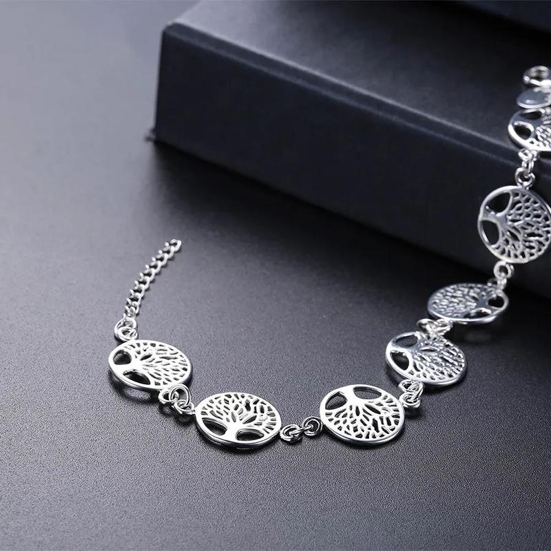 Fine 925 Sterling Silver charms Tree Flowers Bracelet for Women Wedding Accessories Fashion Jewelry Valentine's Day Gifts