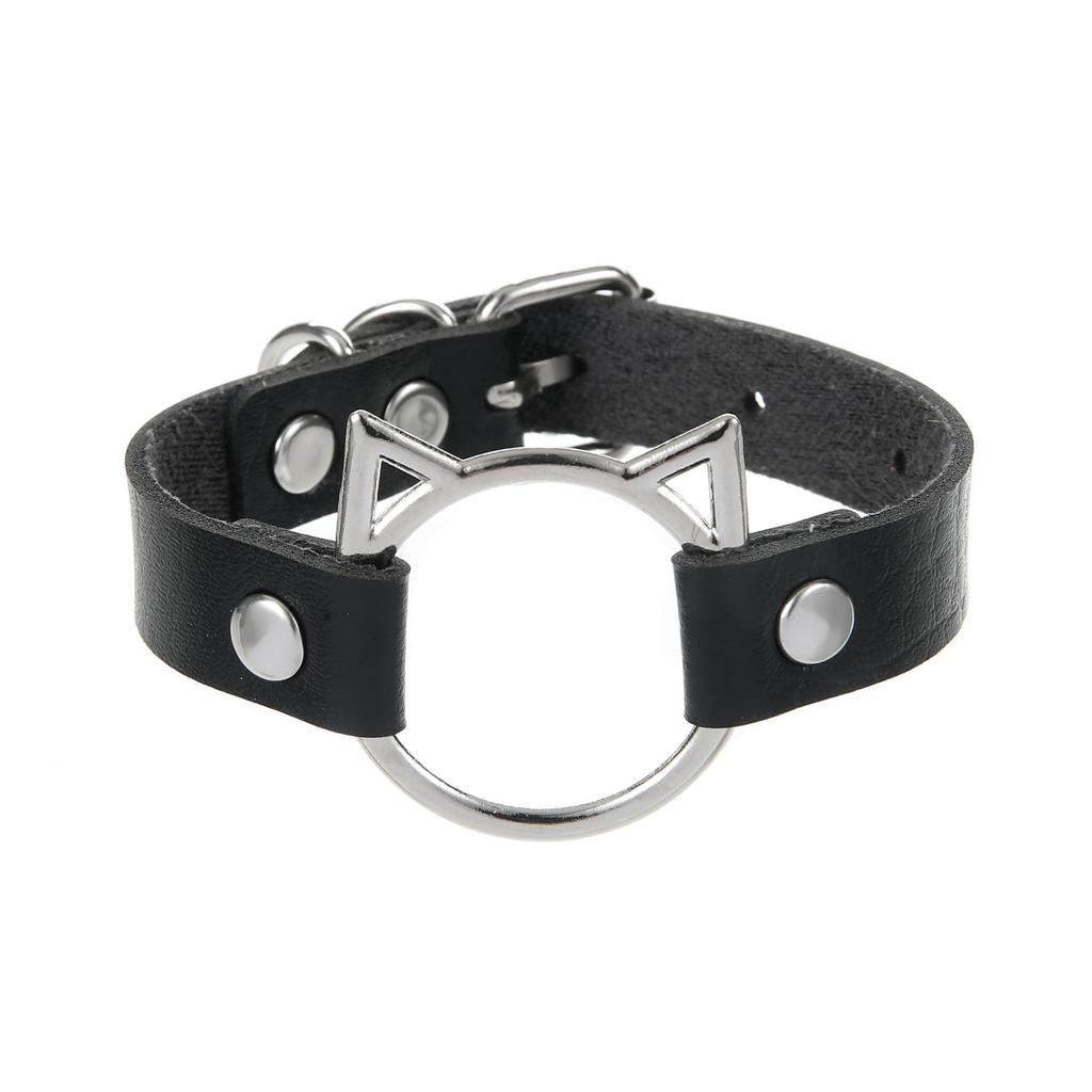 DIEZI Rock New Vintage Gothic PU Leather Wrap Bracelet For Women Men Punk Fashion Hip Hop Harajuku Cat Charm Bracelet Jewelry