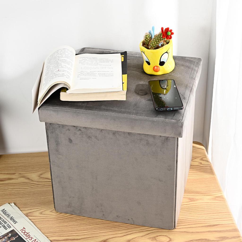 Home Comfort Plush Foldable Storage Box and Stool - Multi-functional, Sturdy, and Dirt-resistant
