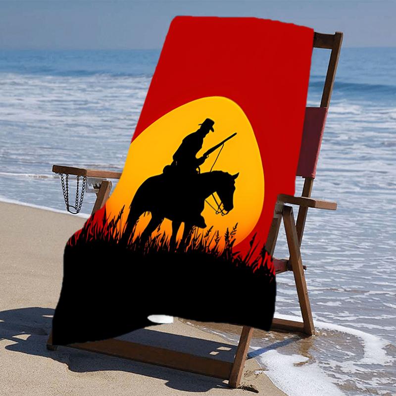 Proof Beach Towel with a Red Dead Redemption Pattern - Soft,absorbent,quick-drying,machine Washable - Perfect for Swimming,camping,bathing