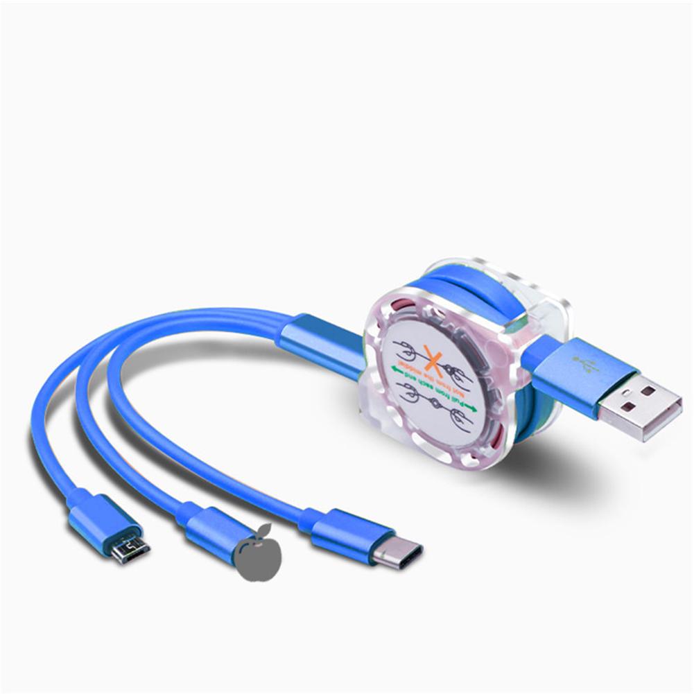 Data  Line Copper One-to-three Multi-function Telescopic Fast Charging Data Cable