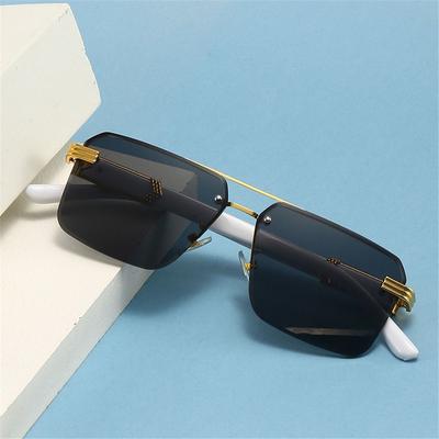1pc Square Rimless Sunglasses for Men Luxury Vintage UV400 Cutting Lenses Eyewear Gradient Shades for Women Men Goggles