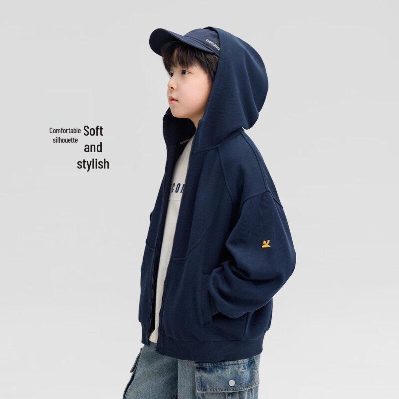 Boys Hooded Zip-Up Cardigan Sweatshirt Jacket 140
