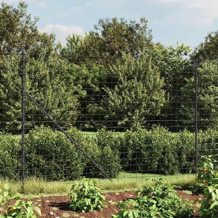 VidaXL Clôture en Treillis Métallique et Ancrage, Panneau de Clôture Décoratif, Barrière de Protection Jardin Patio 154286