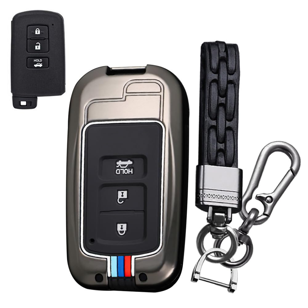 

KUNIO Специальный чехол для ключа с 3 кнопками Toyota, Чехол для ключа, Держатель для ключа, Цинковый сплав, Силикон, Small to medium чёрный