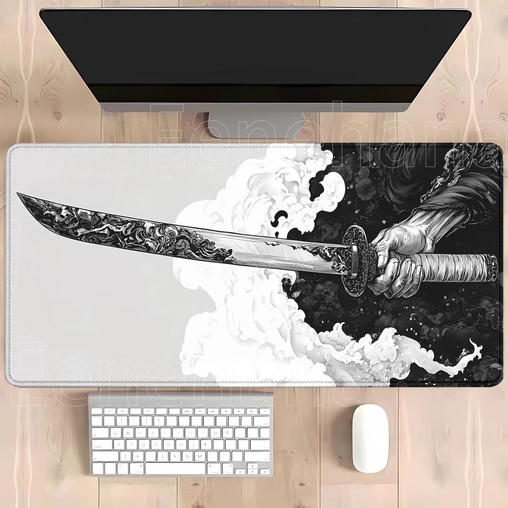 Japanese Katana Samurai Mouse Pad Large Computer Office Game Xxl Rubber Antislip Gaming Keyboard Mousepad Hd Printing Desk Mat