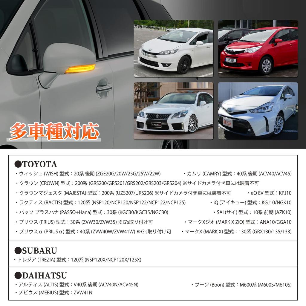 POPMOTORZ Door Mirror Turn Signals for Prius Prius Alpha Camry Mark X Mark X Geo and 10 Series Flowing Position Indicators with Daytime Running Light