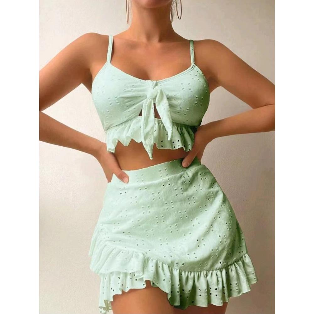 European and American Hip Skirt Split Swimsuit Three-piece Station Strap Beach Bikini Swimsuit