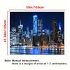 New York Manhattan Night Skyline Tapestry, Aesthetic Wall Hanging for Bedroom & Dorm