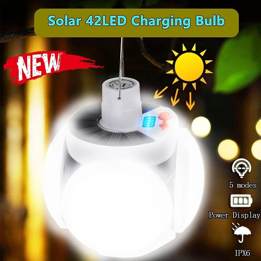 Solar Outdoor Folding Lamp Portable USB Rechargeable LED Bulb Search Lights Camping Torch Emergency Lamp for Power Outages