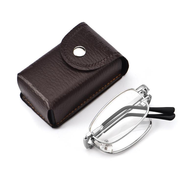 Fashionable Portable Foldable Reading Glasses with High-definition Blue-light-blocking Lenses Metal Frame +100 To +400 Degrees