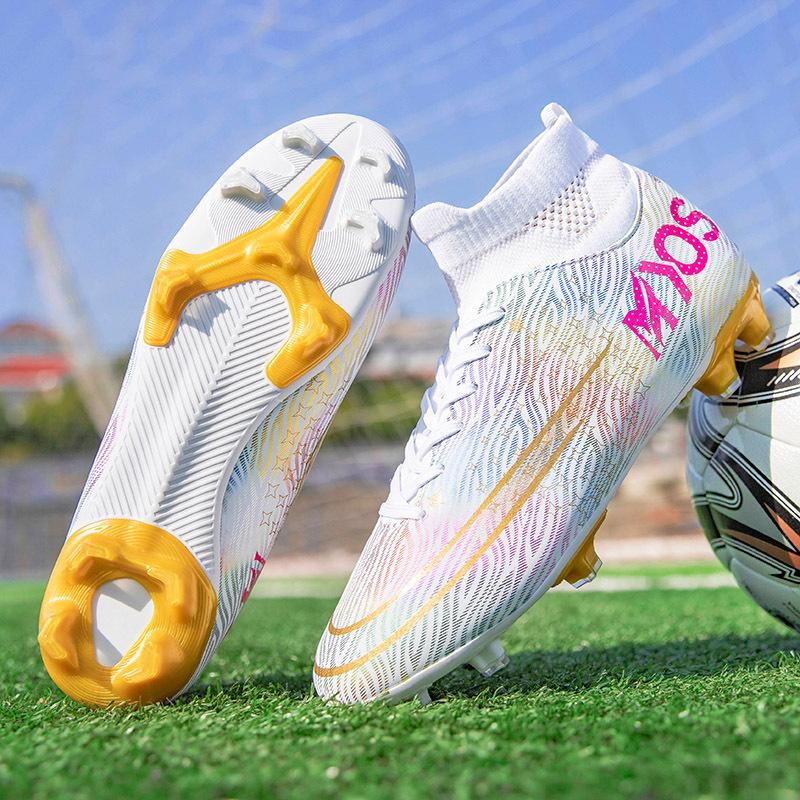 Football Shoes Men's Mandarin Ducks Long Nails High-top Students Artificial Grass Competition Training Shoes