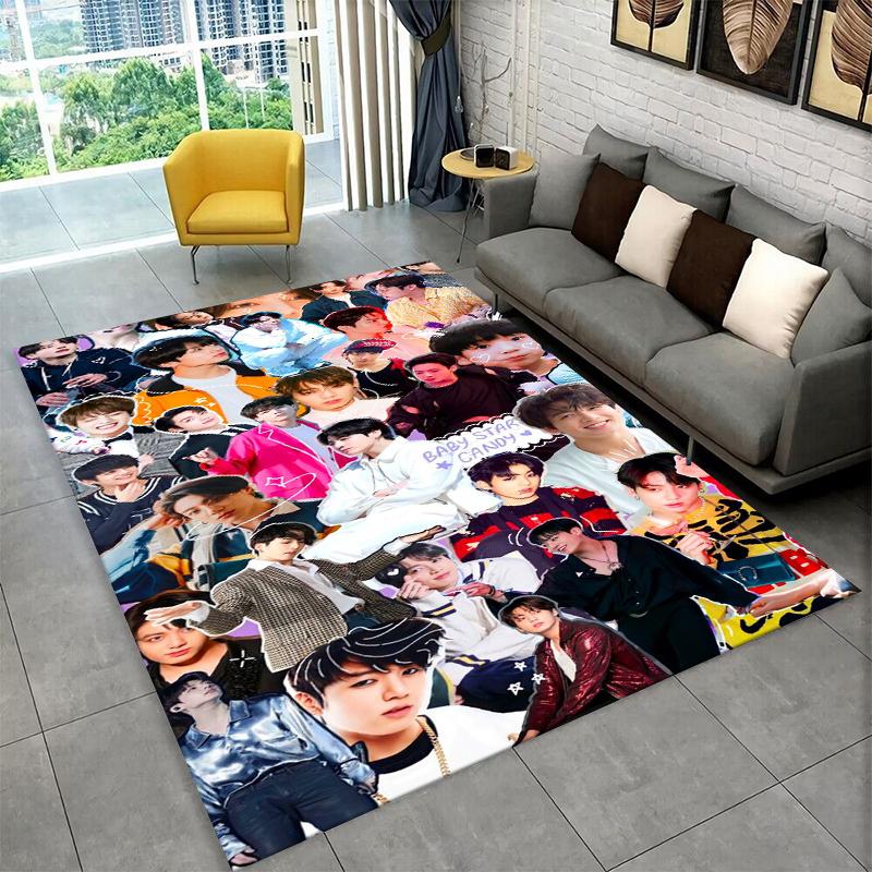 Kpop B-BTS Jeon Jung Kook JK Teppich für Spielzimmer Schlafzimmer Wohnzimmer Sofa Heimdekoration, Kinderteppich rutschfeste Bodenmatte Geschenk