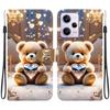 Handmade PU Leather Flip Case for Redmi Note 12 Pro/Xiaomi Poco X5 Pro Anti-Slip Shockproof Cover with Wrist Strap & Heart/Rose Cat Designs