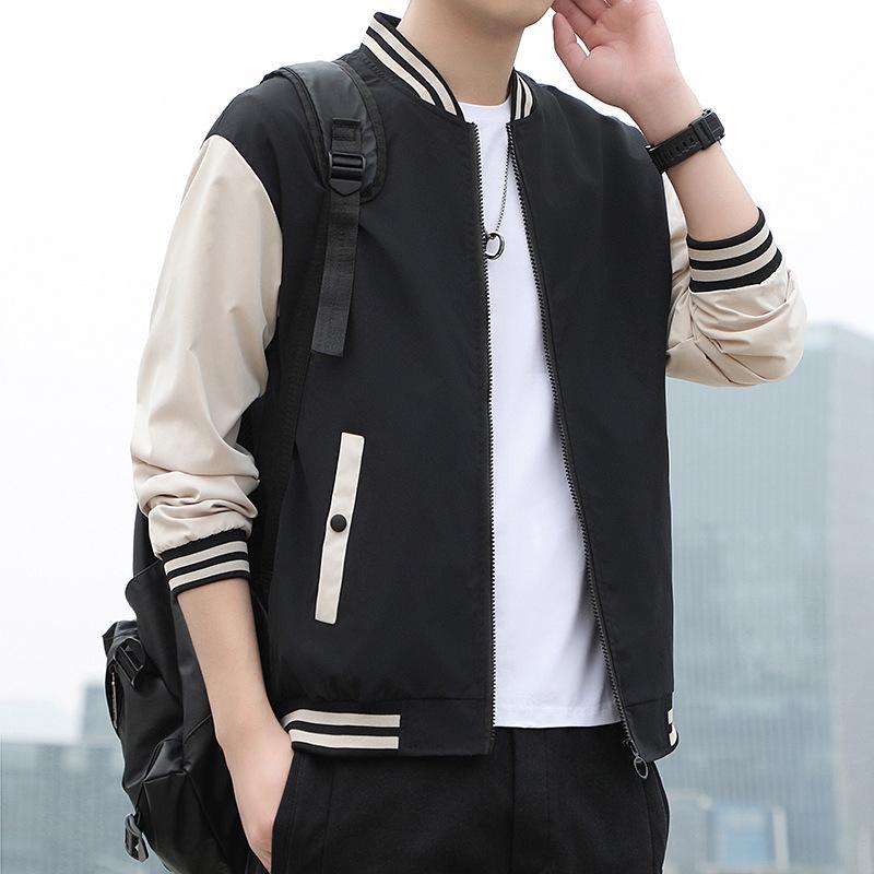 Men's Stand-Up Collar Casual Jacket - Youth Student Spring/Autumn Thin Baseball Style