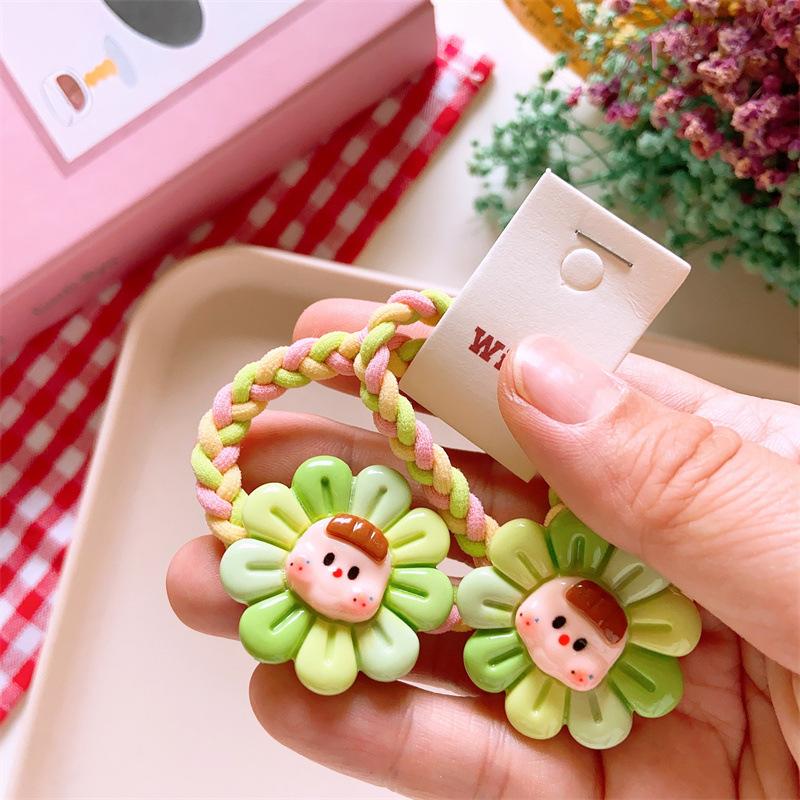 2PCS New Lovely Colorful Flowers Girls Elastic Hair Bands Kids Princess Hair Accessories Children Hair Ties Baby Headwear