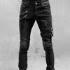 Men's Spring and Autumn Fashion Casual High Waist Skinny Denim Pants Motorcycle Street Wear