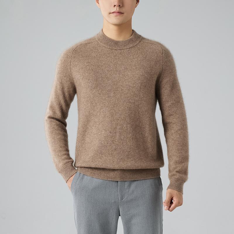 

New saddle shoulder semi-turtleneck cashmere sweater men s thickened pullover sweater knitted wool base 3XL