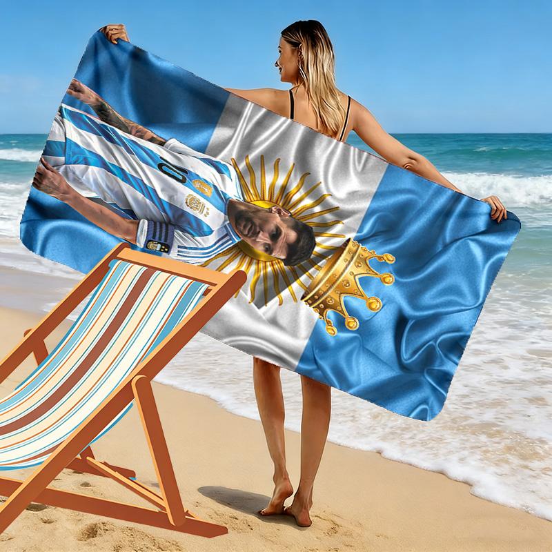 Asciugamano da Spiaggia con Stampa di Lionel Messi, Asciugamano Grande Morbido ad Asciugatura Rapida per Spiaggia Campeggio Nuoto