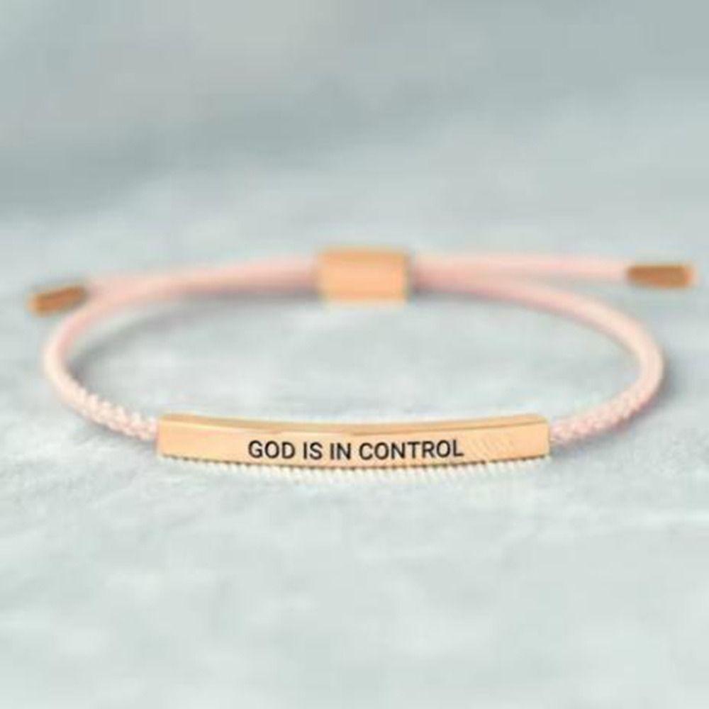 Rope Engraved Letter Bracelert Stretchable Inspirational Bracelets  Birthday Gifts